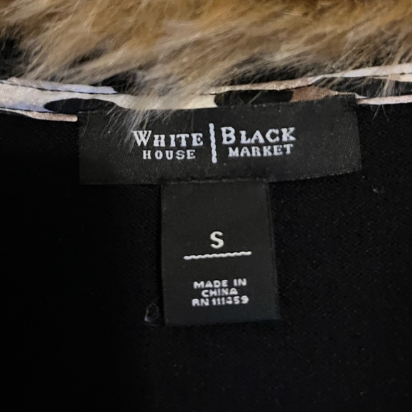 White House Black Market Faux Fur Collar Cardigan - Picture 4 of 9
